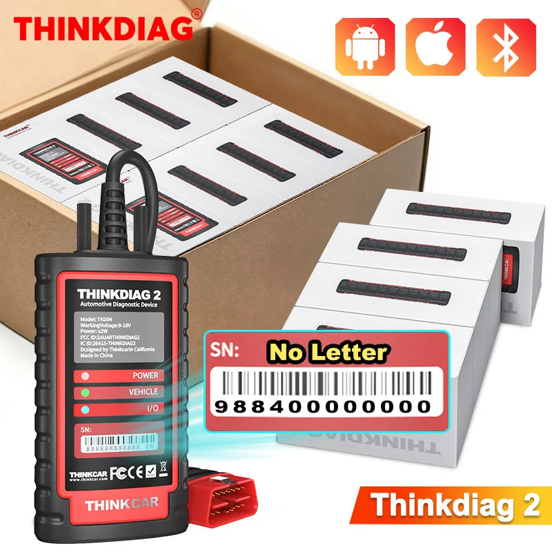Thinkdiag2 All System Bidirectional OBD2 Diagnostic Scanner for iOS & Android, THINKCAR Bluetooth Scan Tool with CAN-FD Protocol, 15+ Reset Functions, ECU Code, Active Test, AutoVIN, 1 Year Update