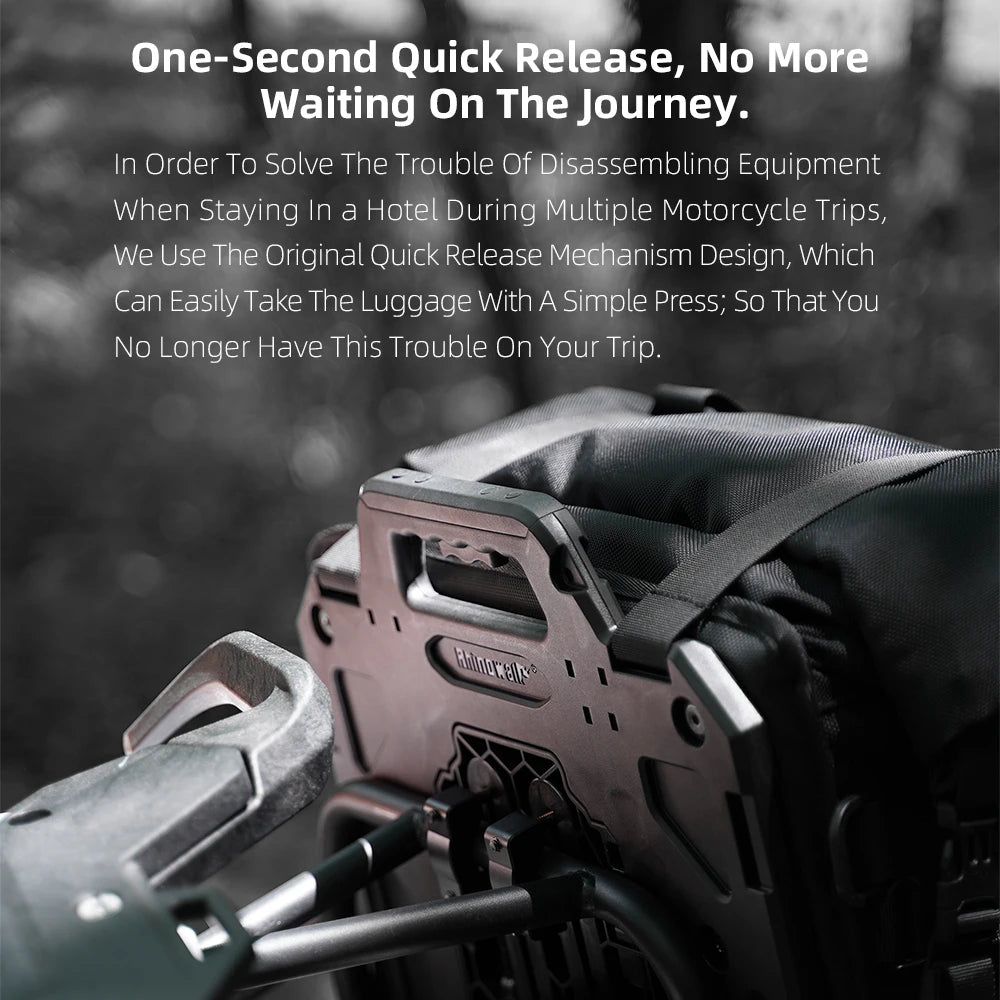 Rhinowalk Motorcycle Side Bag Mechanic Quick Release Waterproof 35L Big Capacity Anti-Theft With Lock Hole Molle Saddlebag