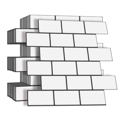 Subway Wall Stickers Peel and Stick 3d Brick Vinyl Wallpaper Bathroom Kitchen Backsplash Wall Decals 10 Sheets - Urbizia
