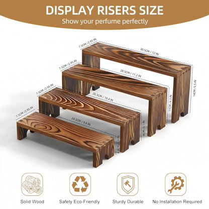 2 Set Wooden Tiered Risers Display Stands for Vendor Events,Stackable Wood Cupcake Display Stand,Farmhouse Decor Wood Dessert Table Display Set,Vendor Booth Display Items,Food Display Risers for Party