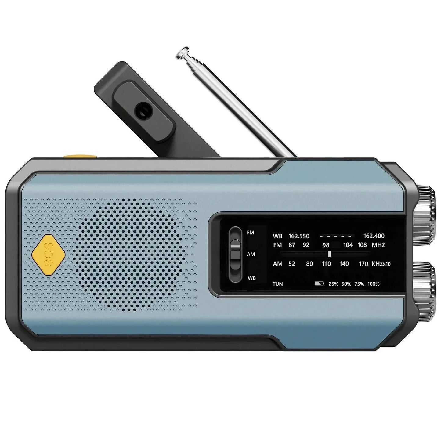 Weather Radio Emergency Multifunctional Radio FM AM WB Hand Crank Solar USB Charging 2000mAh Power Bank LED Flashlight Torch - Urbizia