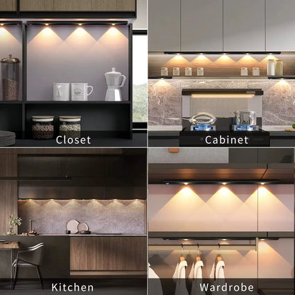 LED Ultra Thin Under Cabinet Lights Motion Sensor night light Wireless 3Color Dimmable For Kitchen Cabinet Bedroom Wardrobe Ligh - Urbizia