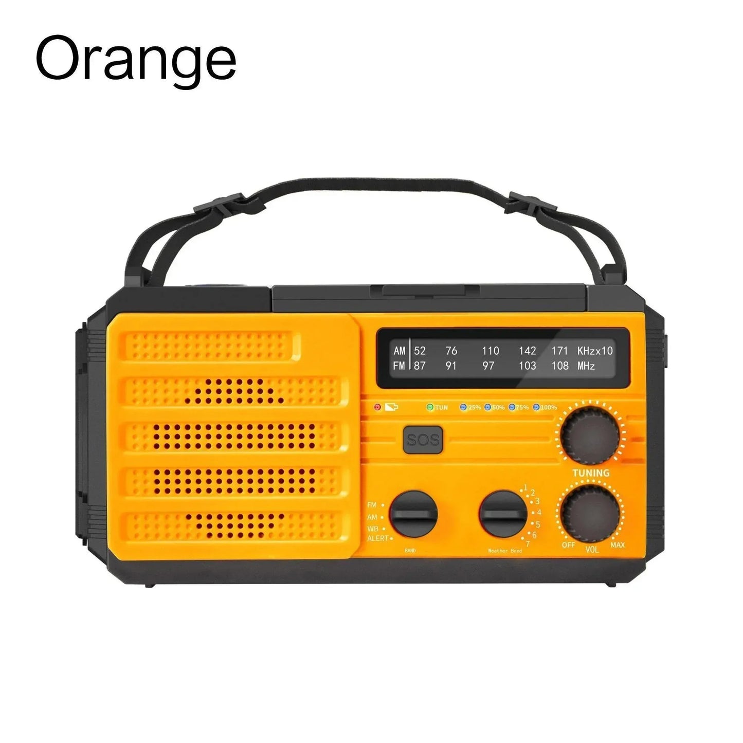 Weather Radio Emergency Multifunctional Radio FM AM WB Hand Crank Solar USB Charging 2000mAh Power Bank LED Flashlight Torch - Urbizia
