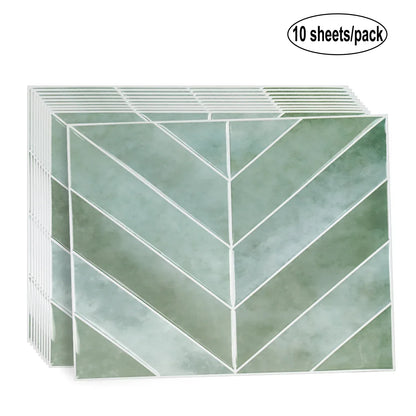 10pcs V-shape Peel and Stick Wall Tile Sticker 3D Waterproof Vinyl Wallpaper for Kitchen Living Room RV Interior Wall Decoration - Urbizia