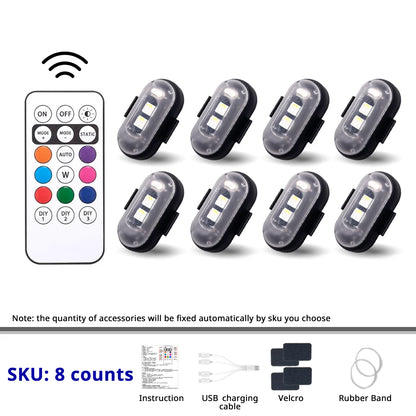 Remote Control RGB LED Strobe Light Wireless Rechargeable Footwell Lights Exterior Interior Decorative for SUV Truck Motorcycle