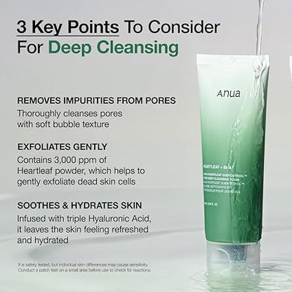 ANUA Heartleaf Quercetinol Pore Deep Cleansing Foam – Korean Face Wash 150ml - Urbizia
