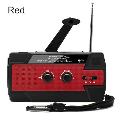Weather Radio Emergency Multifunctional Radio FM AM WB Hand Crank Solar USB Charging 2000mAh Power Bank LED Flashlight Torch - Urbizia