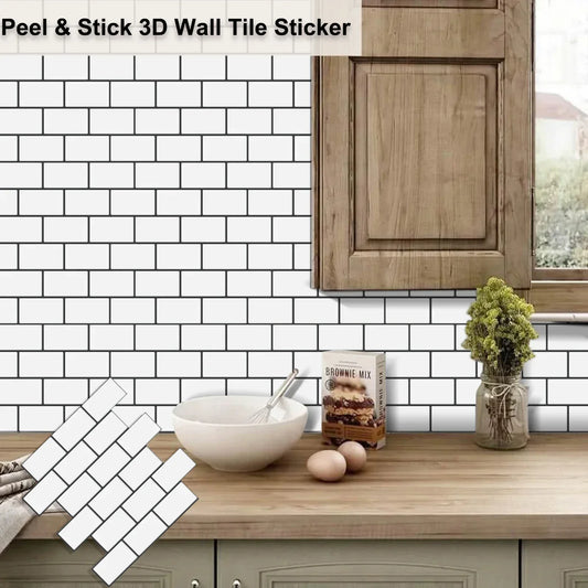 Subway Wall Stickers Peel and Stick 3d Brick Vinyl Wallpaper Bathroom Kitchen Backsplash Wall Decals 10 Sheets - Urbizia