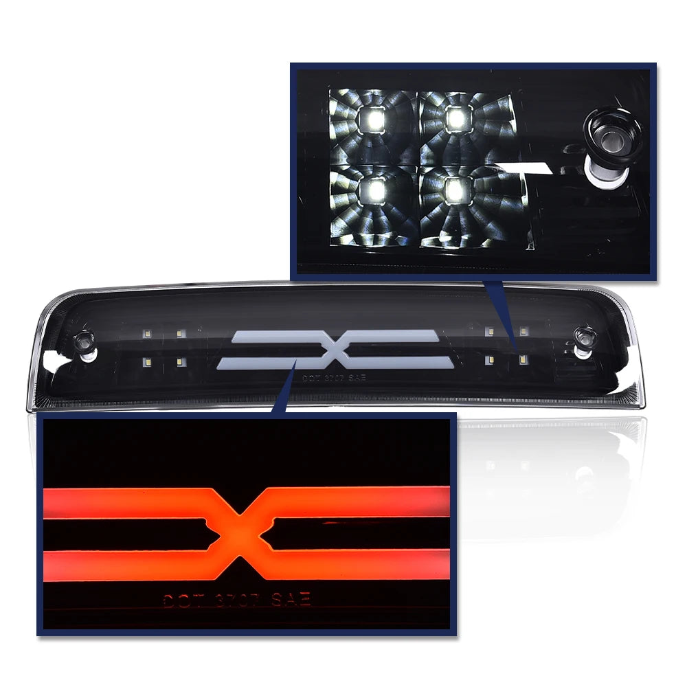 Led 3Rd Third Brake Light Cargo Lamp Fit for 2009-2017 Dodge Ram 1500 2500 3500 Smoked Housing High-Mount Light