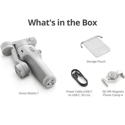 DJI Osmo Mobile 7 Gimbal Stabilizer for iPhone, Android, Built-in Tripod, Portable Stabilizer for iPhone, Selfie Stick, 3-Axis Phone Gimbal, ActiveTrack 7.0, One-Tap Edit, 10hrs Use, Phone Charging