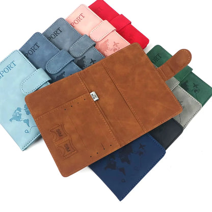 Customized name PU magnetic snap RFID multi-functional SIM card carrying case for passport, map, ticket clip organizer bag