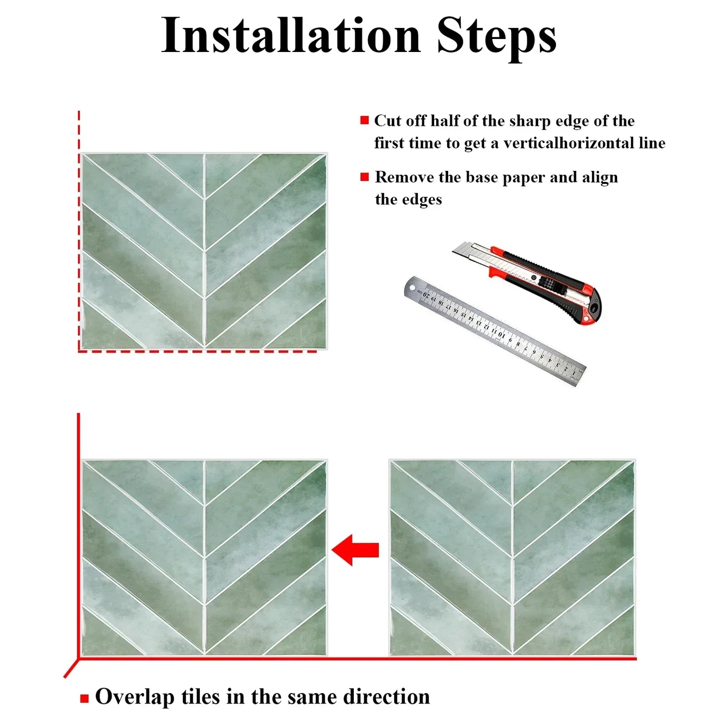 10pcs V-shape Peel and Stick Wall Tile Sticker 3D Waterproof Vinyl Wallpaper for Kitchen Living Room RV Interior Wall Decoration - Urbizia