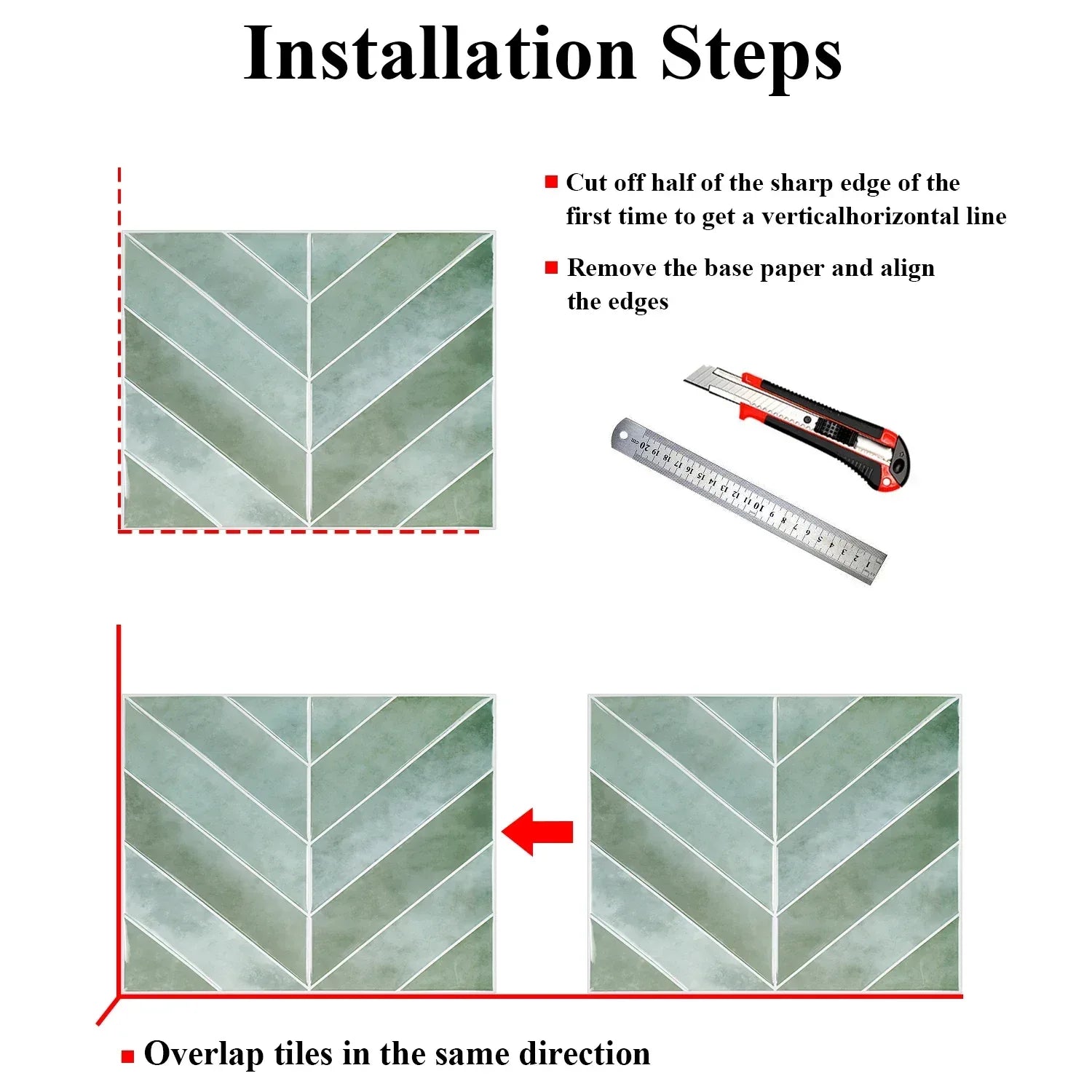 10pcs V-shape Peel and Stick Wall Tile Sticker 3D Waterproof Vinyl Wallpaper for Kitchen Living Room RV Interior Wall Decoration - Urbizia