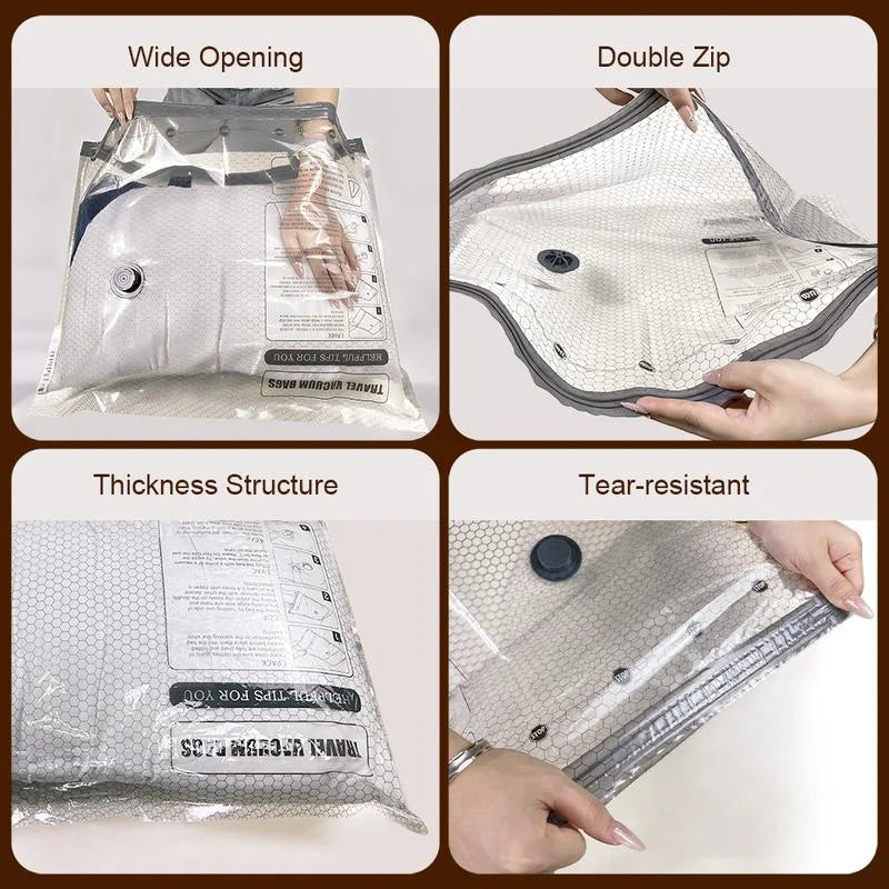 Vacuum Bags for Travel with Rechargeable Air Pump, Carry-on Size Compression Packing Bags for Luggage and Suitcase, Space Saver
