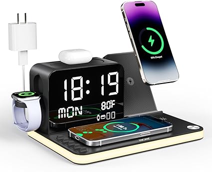 Acer 7-in-1 Wireless Charging Station – Fast Multi-Device Charger for iPhone, Apple Watch & AirPods with Bluetooth Time Sync - Urbizia