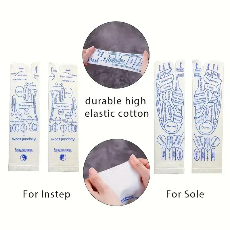 Tape pedicure strips with labels for instep and sole, showing durable high-elastic cotton.