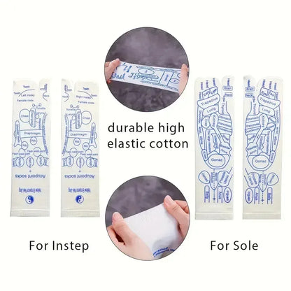 Tape pedicure strips with labels for instep and sole, showing durable high-elastic cotton.