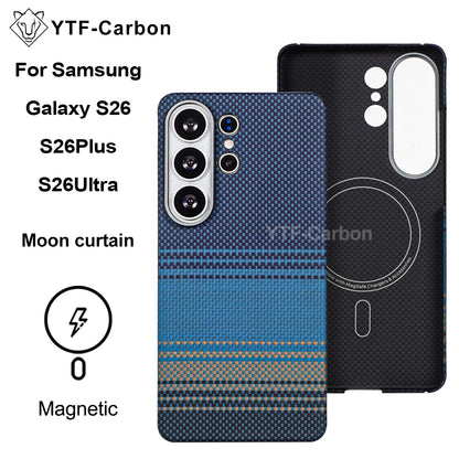 YTF-Carbon Magnetic Case For Samsung S26Ultra Aramid Carbon Fiber Cover For Magsafe S26 S26Plus Cover Mobile Phone Accessories