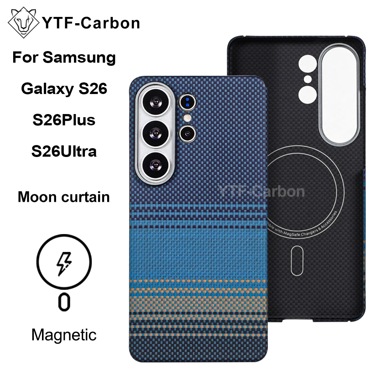 YTF For Samsung Galaxy S26 Ultra Aramid Fiber phone case for magnetic S26 plus Thin Luxury S26 cover protective Kevlar case