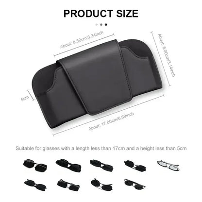 SEAMETAL Cowhide Sun Visor Glasses Holder Premium Leather Wear-Resistant Sunglasses Protective Box Auto Eyeglasses Storage Case - Urbizia