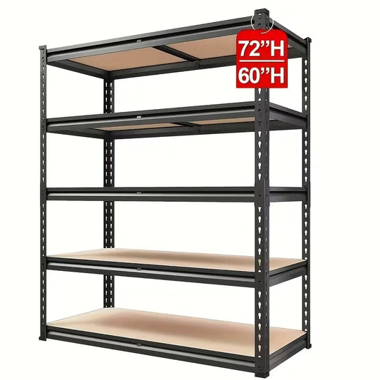 60/72 Inch Heavy-duty Metal Storage Rack, With A Load-bearing Capacity Of 2000 Pounds Per Layer, Adjustable Height