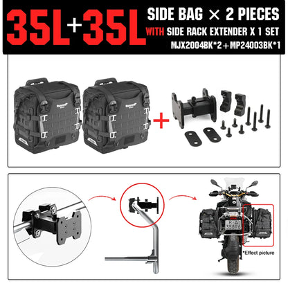 Rhinowalk Motorcycle Side Bag Mechanic Quick Release Waterproof 35L Big Capacity Anti-Theft With Lock Hole Molle Saddlebag