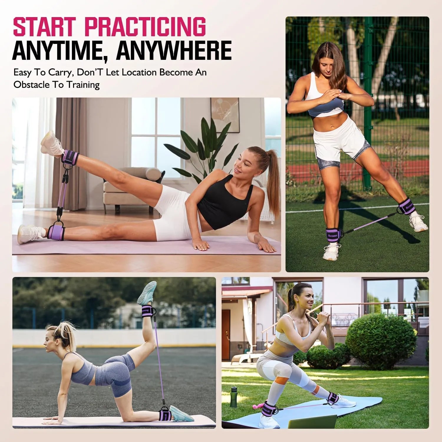 Ankle Resistance Bands with Cuffs – 3 Resistance Levels - Urbizia