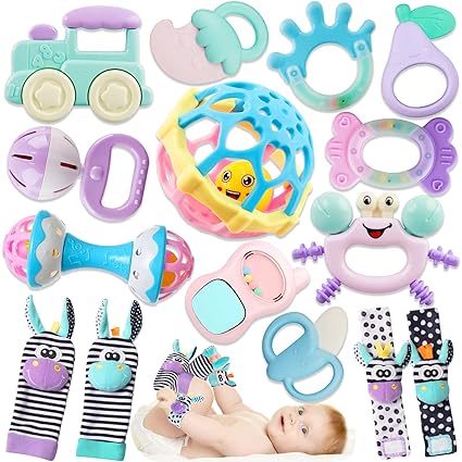 Baby Rattle & Teething Toy Set – Rattle Socks for Newborns to 12 Months - Urbizia