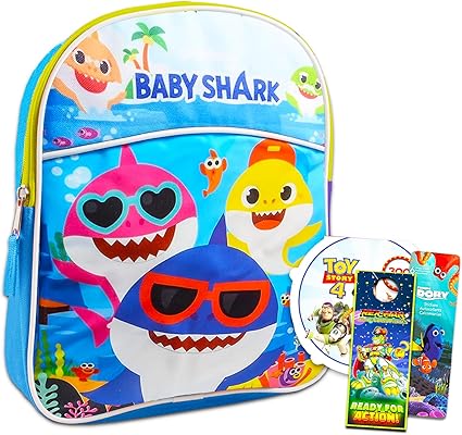 Baby Shark 11" Mini School Backpack Set for Kids – 4 Pc Bundle - Urbizia