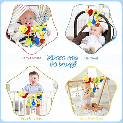 Baby Spiral Hanging Crib Toy – Rattle & Bell Stroller Activity Toy for Infants - Urbizia