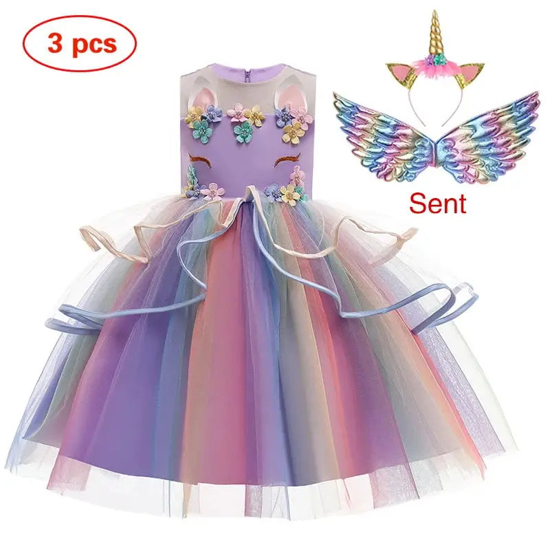 Baby Girls Unicorn Tutu Dress – Pastel Rainbow Princess Birthday & Halloween Costume for Kids