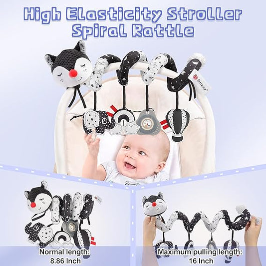 Baby Spiral Hanging Crib Toy – Rattle & Bell Stroller Activity Toy for Infants - Urbizia