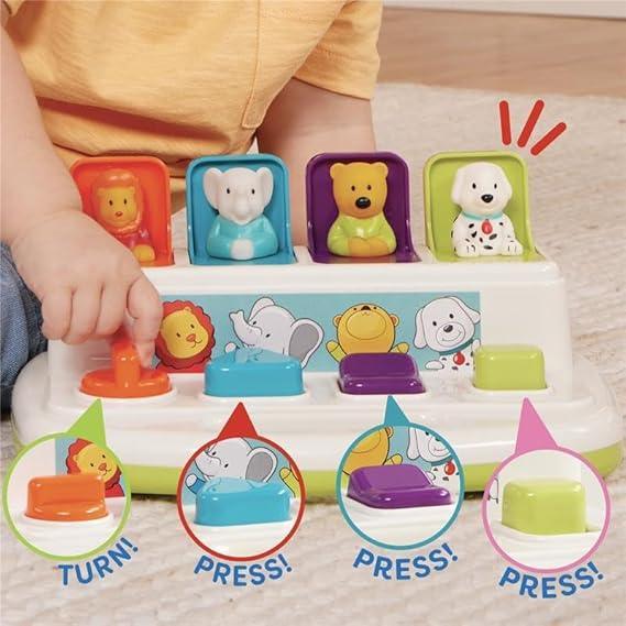 Battat Pop-Up Pals – Cause and Effect Color Sorting Toy for Toddlers - Urbizia