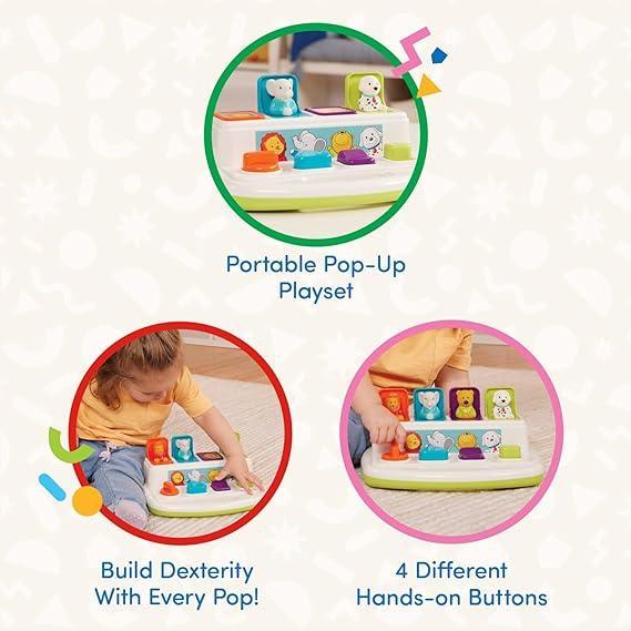 Battat Pop-Up Pals – Cause and Effect Color Sorting Toy for Toddlers - Urbizia