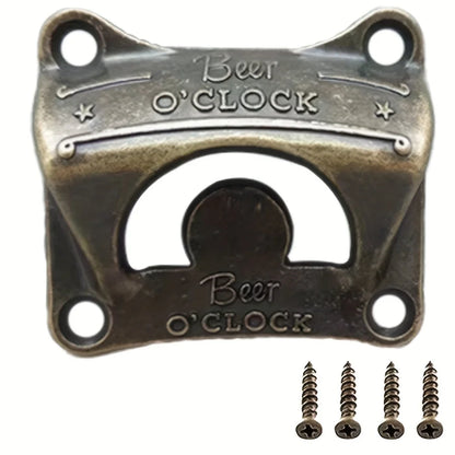 Beer O’ Clock” Wall Mounted Bottle Opener – Retro Bar & BBQ Tool 