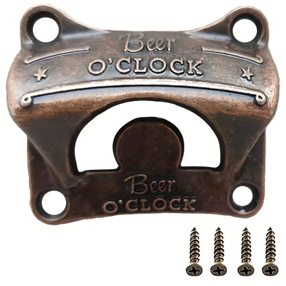 Beer O’ Clock” Wall Mounted Bottle Opener – Retro Bar & BBQ Tool 