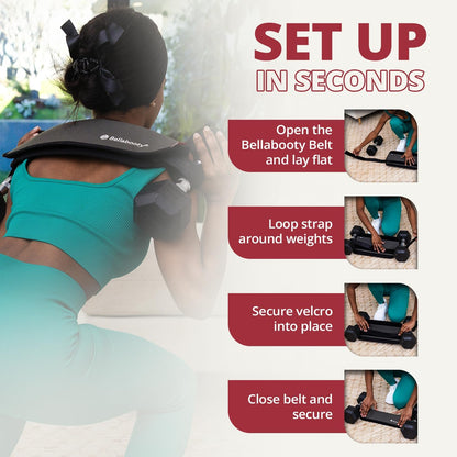Bellabooty Hip Thrust Belt – Padded Exercise Belt for Dumbbells, Kettlebells & Plates - Urbizia