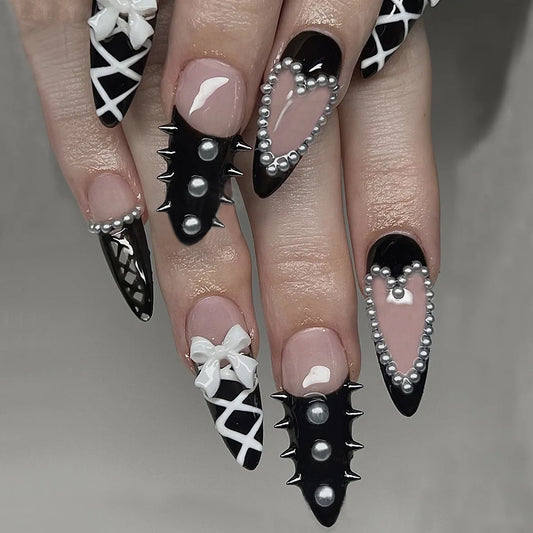 Black Cool Fake Nails – Halloween Bat Press on Nails