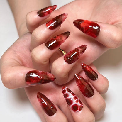 Black Gradient French Almond Fake Nails – Halloween Ghost & Pumpkin Press On Nails with Glue