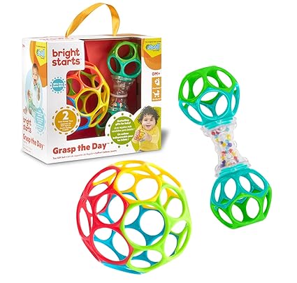 Bright Starts Oball Bundle – Easy-Grasp Ball & Rattle Toy Set for Newborns - Urbizia