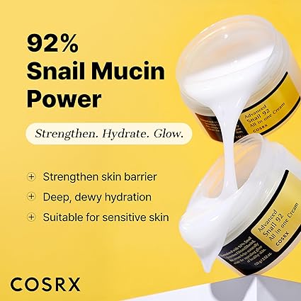 COSRX Snail Mucin 92% Face Moisturizer – Korean Hydrating Cream 3.52oz - Urbizia
