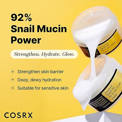 COSRX Snail Mucin 92% Face Moisturizer – Korean Hydrating Cream 3.52oz - Urbizia