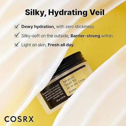 COSRX Snail Mucin 92% Face Moisturizer – Korean Hydrating Cream 3.52oz - Urbizia