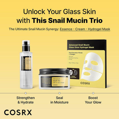 COSRX Snail Mucin 92% Face Moisturizer – Korean Hydrating Cream 3.52oz - Urbizia