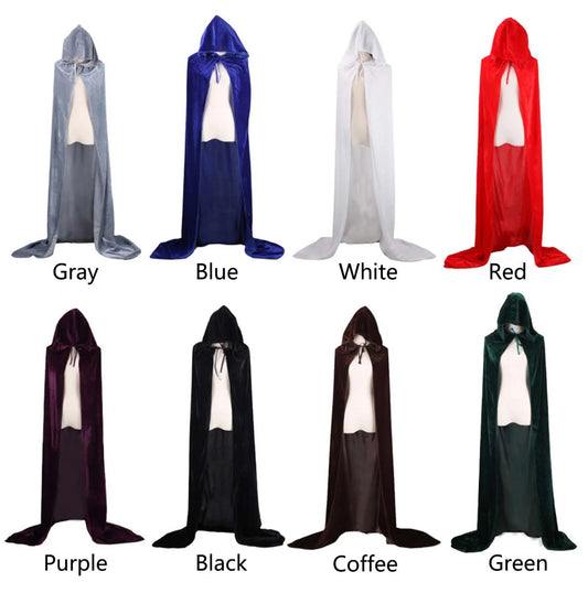 Christmas Pleuche Velvet Hooded Cloak Cape – Medieval Witch, Wicca, Vampire Halloween & Cosplay Costume
