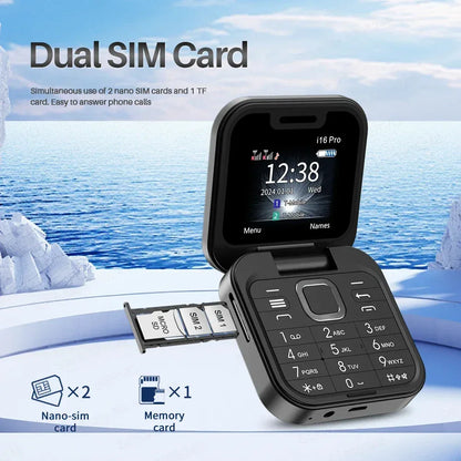 Compact Flip Phone – Dual SIM, FM Radio & Torch