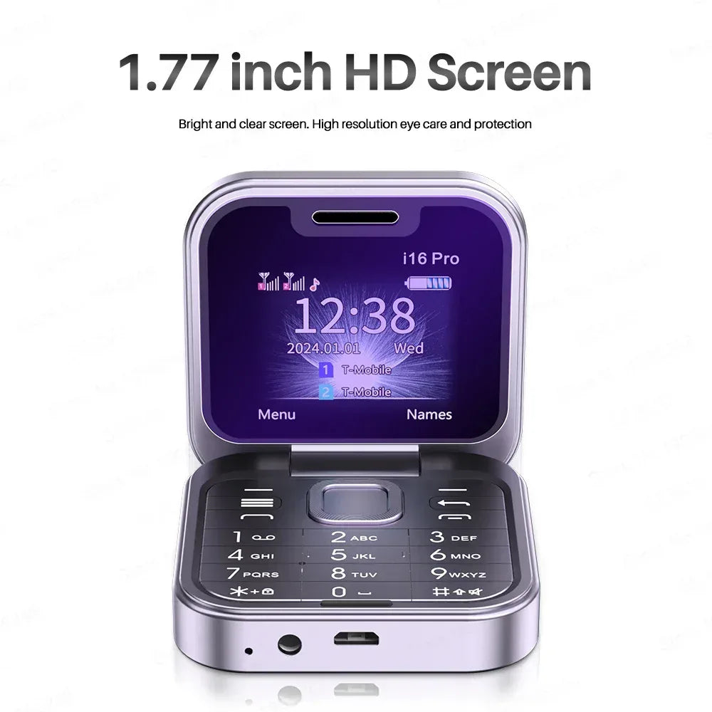 Compact Flip Phone – Dual SIM, FM Radio & Torch