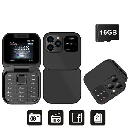 Compact Flip Phone – Dual SIM, FM Radio & Torch
