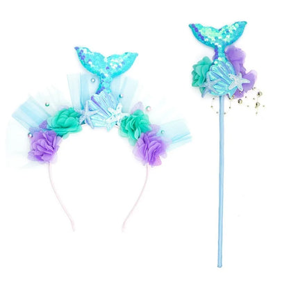 Disney Purple Mermaid Headpiece – Hair Hoop & Sequins Fairy Princess Wand Accessories for Kids Dress-Up