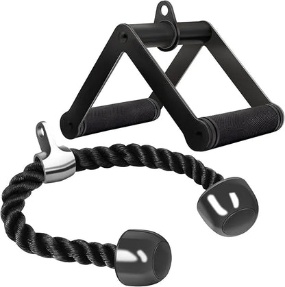 Double D Row Handle & Tricep Rope Set – Steel & Nylon - Urbizia